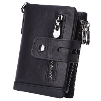 

JHD-MISFITS Men's Fashion Business Casual Multi-Card Short Leather Wallet Zipper Card Bag Purse