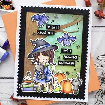 

2020 New Metal Cutting Dies Fairy Girl Halloween Stamps and Die Cut Sets Background Scrapbooking Paper Witch Craft Card Making