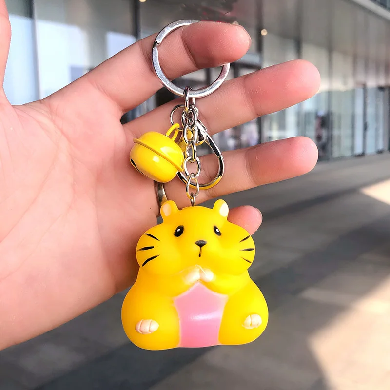 sitting rat yellow Год мыши счастливой крысы брелок для женщин сжимает делая звук розыгрыш, хитрый стресс облегчение брелок подарок брелок талисманы - Цвет: sitting rat yellow