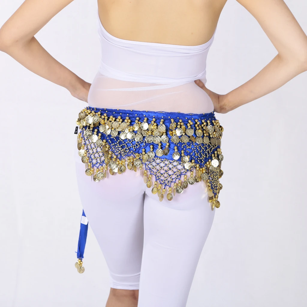Women's Tassel Belly Dance Hip Scarf Hip Skirt Waist Chain With Gold Coins