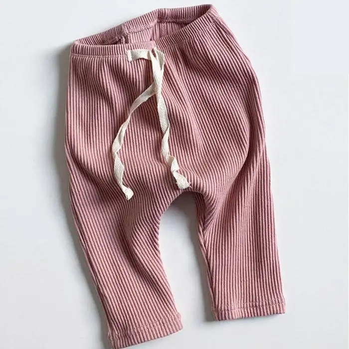 Baby Girls Solid Leggings Boys Ribbed Pp Pants Little Boy Casual Harems Pants Kids Trousers Bottoming Pant