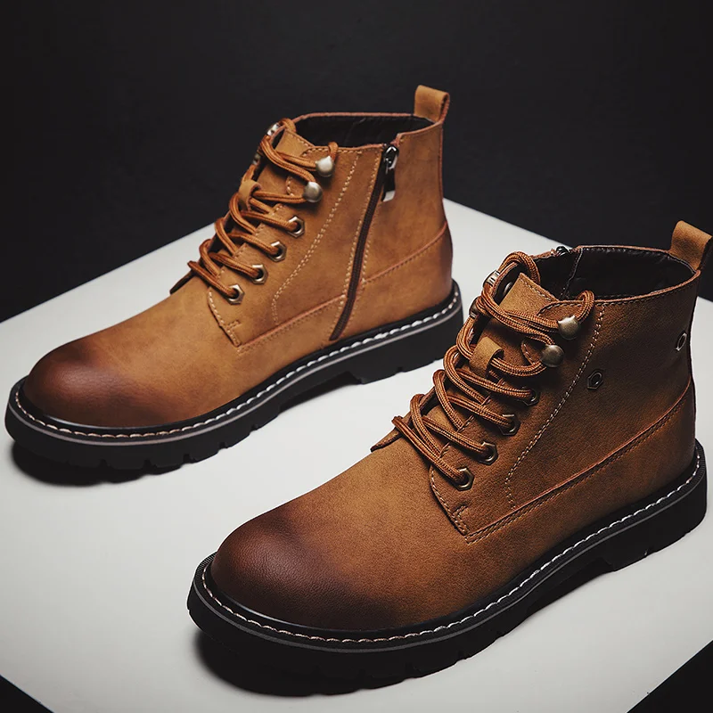 

Autumn Martin Boots Men's Desert Tooling Shoes Short Boots Korean Version Of The Trend Of Wild High-top Retro Leather Boots 2019