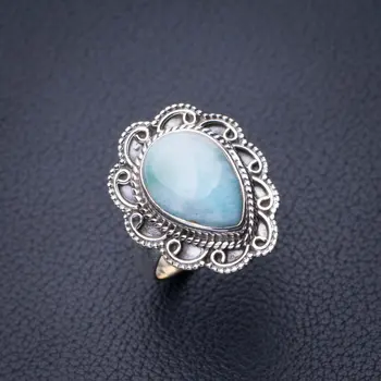 

StarGems Natural Caribbean Larimar Handmade 925 Sterling Silver Ring 7.75 D8450