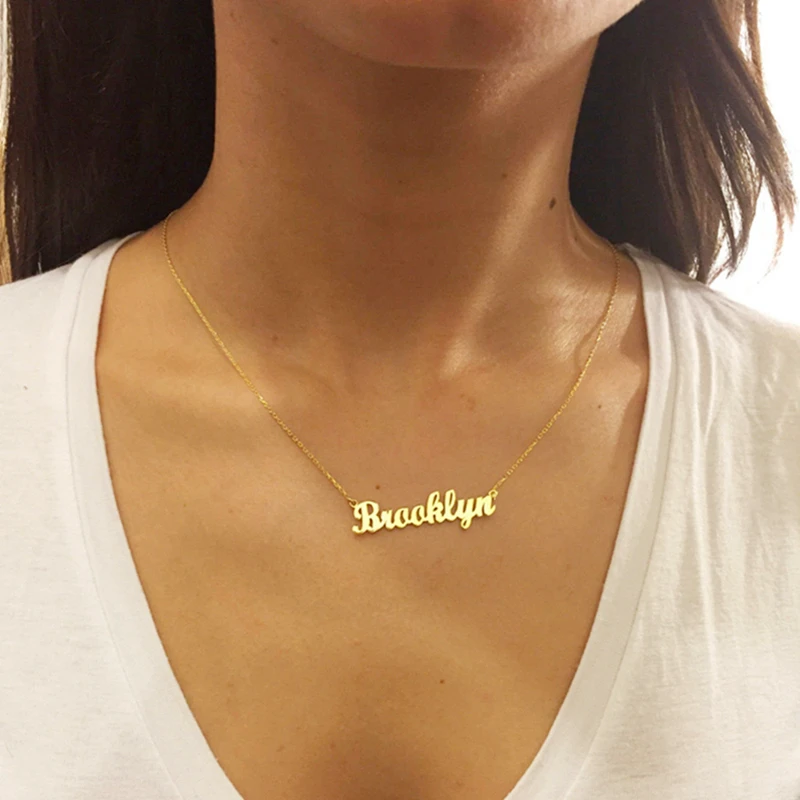 Custom Jewelry Stainless Steel Name Necklaces Personalized Cursive Letter Choker Necklaces For Women Christmas Gift Dropshipping