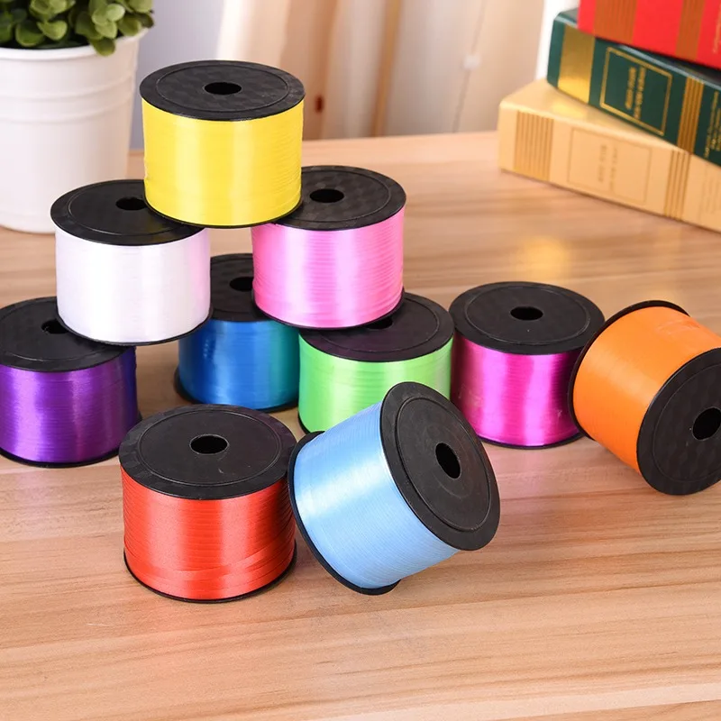 

1PCS 100yards tied balloon ribbon 5mm diy wedding layout new room decoration accessories tapes Gift birthday cake packaging rope