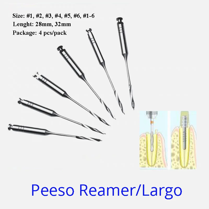 Dental Peeso Reamer 28mm/32mm 1 6 Single Size Stainless Steel Drill