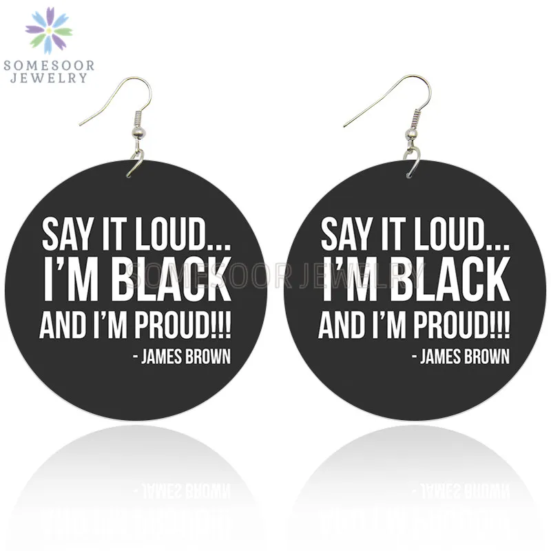 SOMESOOR Stay Black Blood Love африканские деревянные висячие серьги гордистые поговорки остаются красивыми афро Висячие ювелирные изделия для женщин Подарки - Окраска металла: Both Sides Print 2