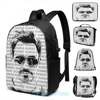 

Funny Graphic print R.Downey jr. Pop-Art USB Charge Backpack men School bags Women bag Travel laptop bag