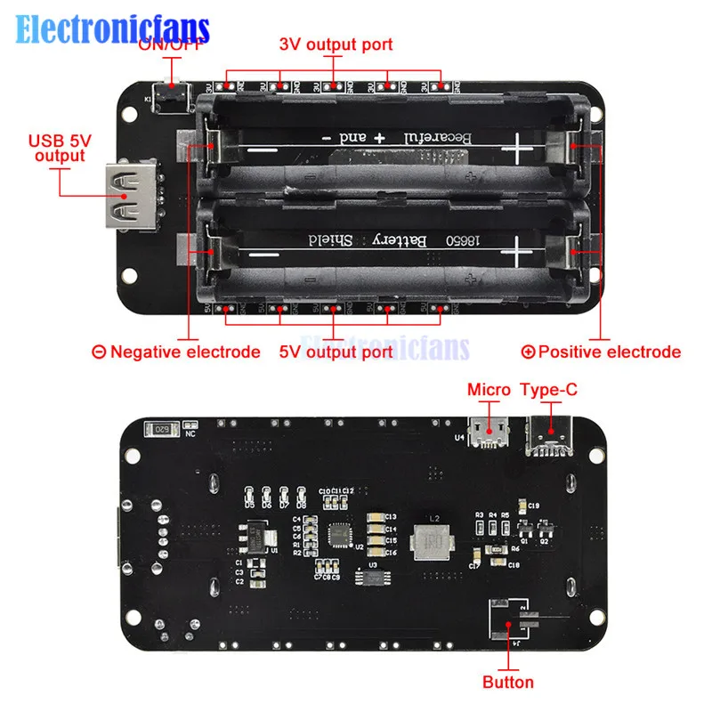 ESP8266 ESP32 Dual 18650 литиевая Защита аккумулятора V8 5V 2.2A 3V 1A Мобильный Внешний аккумулятор модуль зарядки аккумулятора Micro USB для Arduino