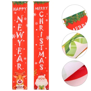 

1 Set of Xmas Couplet Durable Decorative Festive Door Curtain Christmas Decor for Home Office