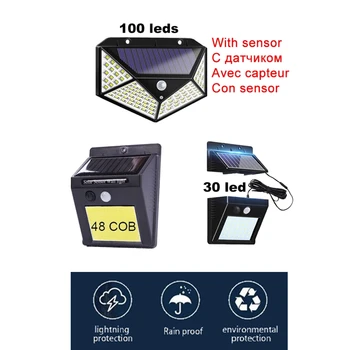 

Solar Motion Sensor Lamps 100/30LEDs Outdoor LED Lamp Street Lights Luminaria Solar Light Solar Led Garden Decoration indoor hom
