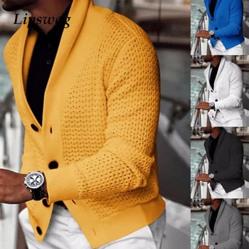 Men's Casual Buttoned Cardigan Jacket Autumn Winter Fashion Sweater Coat Solid Color Knitted Streetwear  1