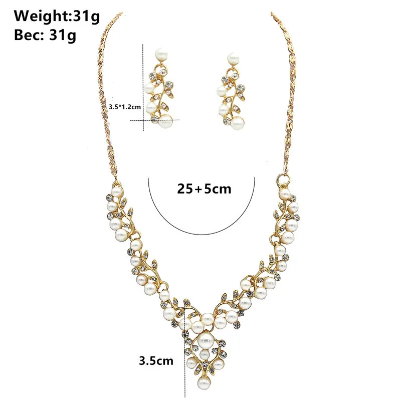 New Style Bohemian Branches And Leaves Pearl Set Versatile Necklace Long Pendant Exaggeration Short Necklace