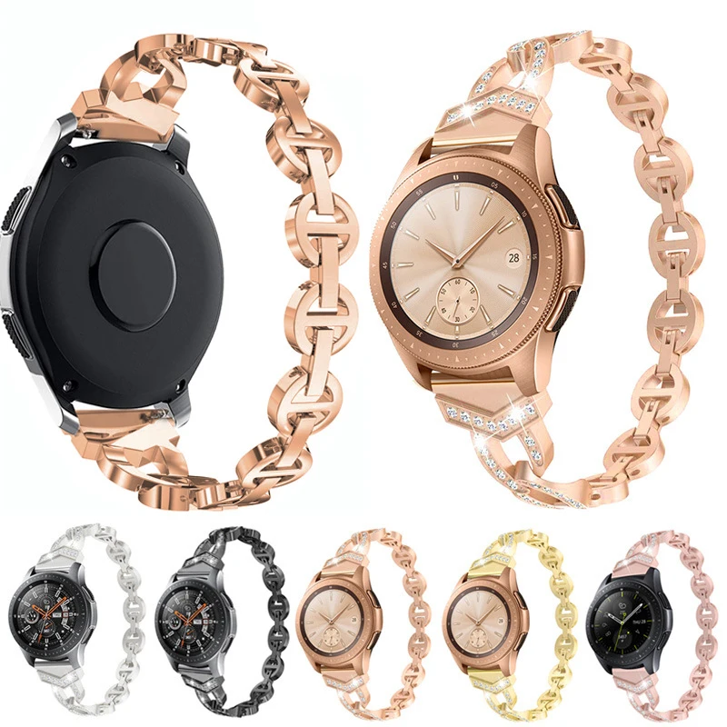 Диаманта Bling Ремешок для часов Samsung Galaxy Gear S3 активный 42 мм 46 браслет Correa Пряжка из