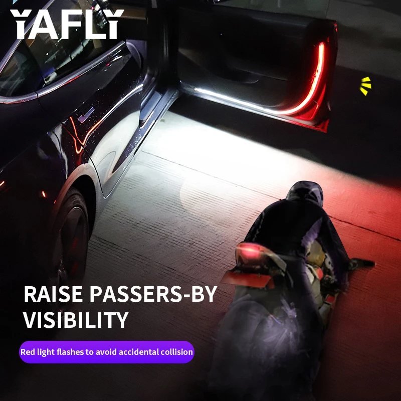 

YAFLY 1.2m car door open warning LED light welcome decoration light with anti-collision safety general auto parts parking light