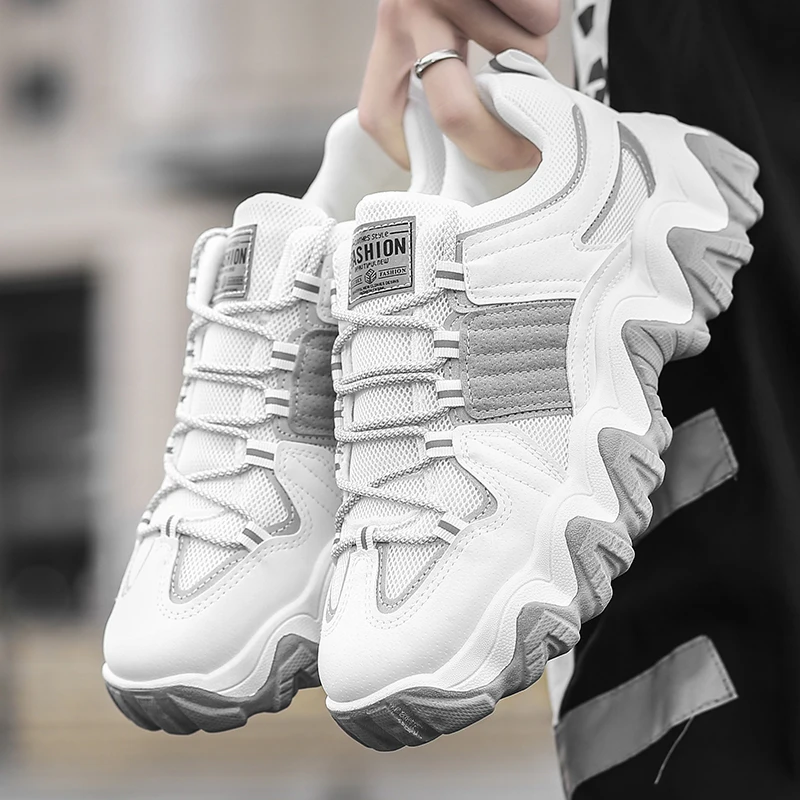 New Style Thick Bottom Walking Shoes for Men White Sneakers Outdoor Sport Shoes Man Training Athletic Jogging Shoes Zapatillas