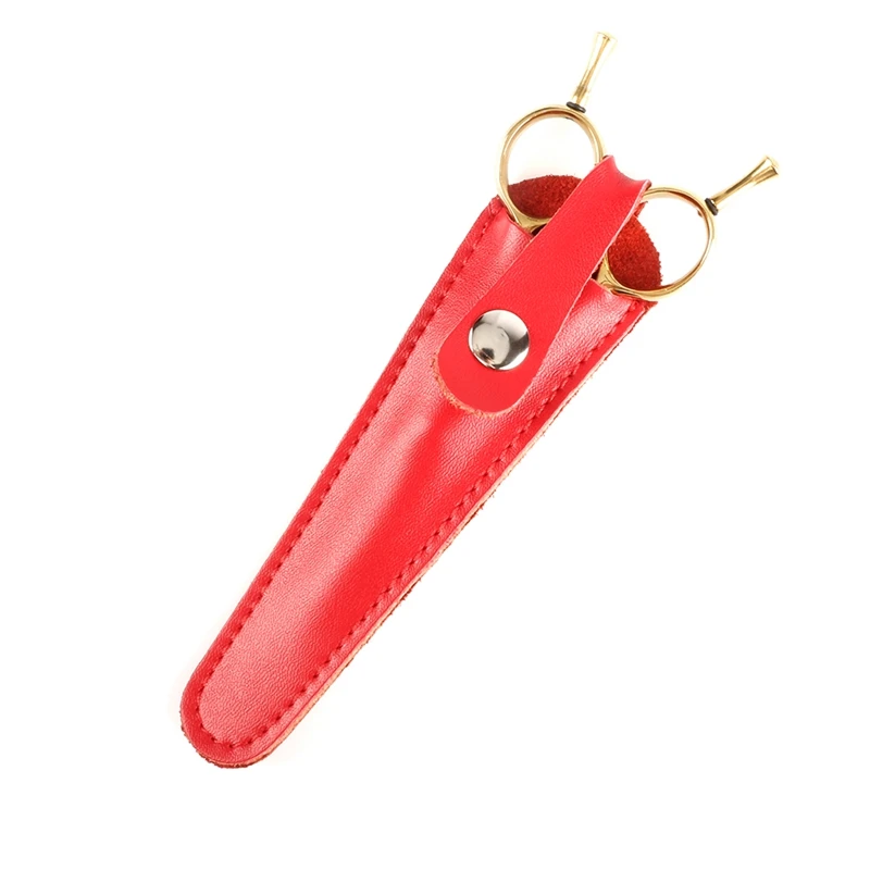 

1PCS Red Leather Hair Scissor Pouch Single Piece Scissor Holder Bag in Cow Leather Durable Use Salon Tools Bag Hair Accessories