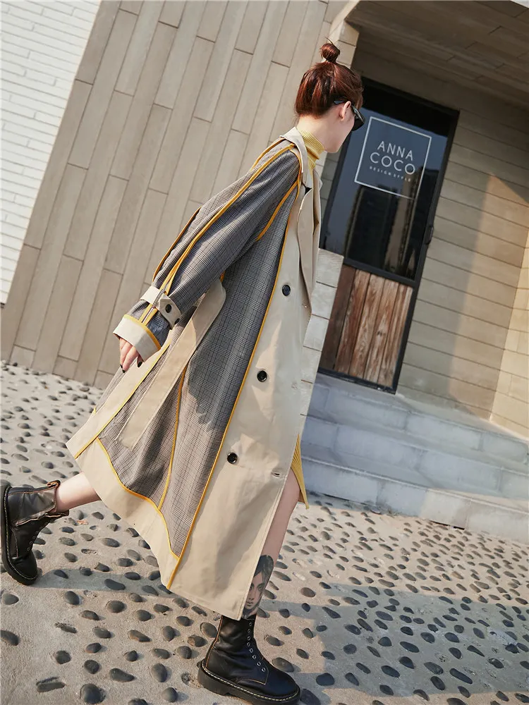 LANMREM 2020 Оригинальное Ретро хитовое цветное клетчатое ветровка для женщин с