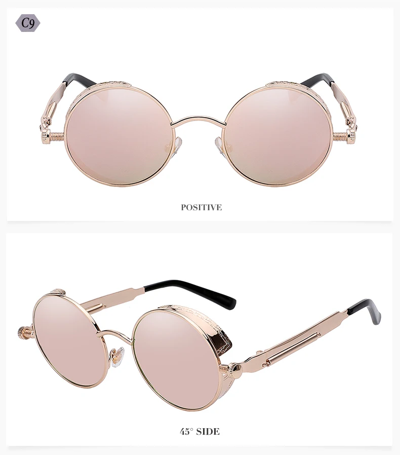 Maxglasiz Новинка, круглые очки с зеркальными линзами, очки в стиле стимпанк, винтажные Ретро очки для мужчин и женщин, Hisper очки