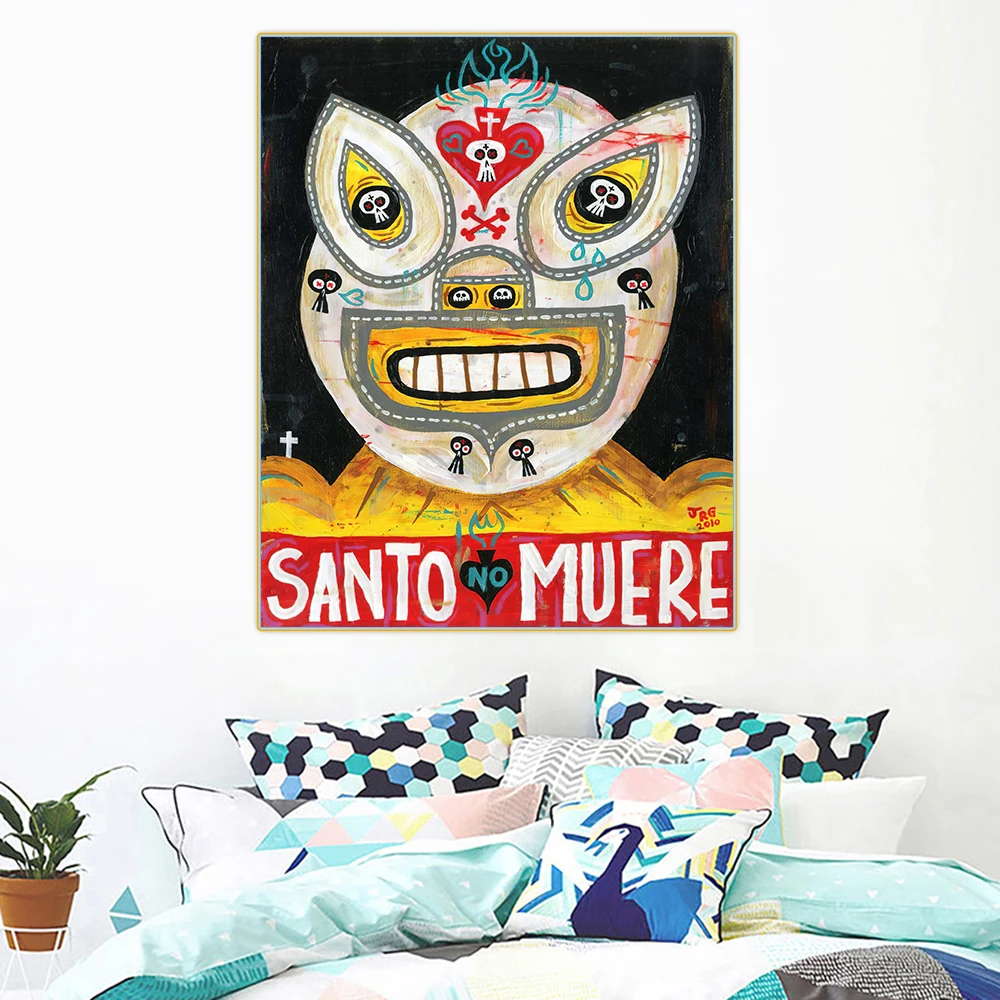 

Canvas Oil Painting Jorge Gutierrez"Santomuere"American Art Mexican folklore Aesthetic Home Interior Decoration