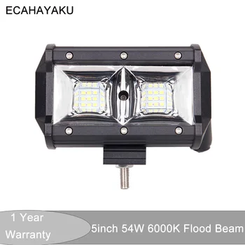 

ECAHAYAKU Tri-row 5 Inch Car Led Light Bars 54W Flood Beam for Work Driving Off Road Boat Car Tractor Trucks 4x4 SUV ATV 12V 24V