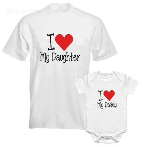 Family Matching Outfits Father Daughter Look Tshirt I Love My Daughter/Daddy Summer Cotton Daddy Baby Romper Matching Clothes 2
