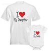 Family Matching Outfits Father Daughter Look Tshirt I Love My Daughter/Daddy Summer Cotton Daddy Baby Romper Matching Clothes 2