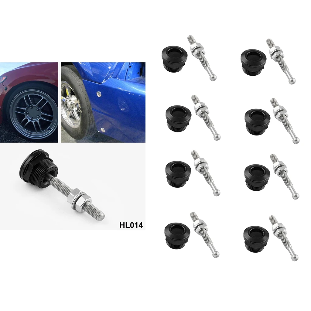 8Pcs Heavy Duty Aluminum Hood Pin Kit - 0.87''/ 22mm Quick Release Latch for Mostly Car DIY - Black