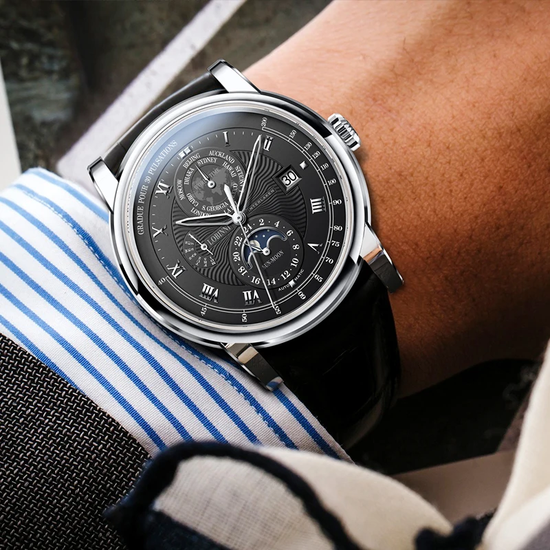 Vintage Simple Style Automatic Mechanical Switzerland Luxury Brand Lobinni Watch Men Sapphire Water-6