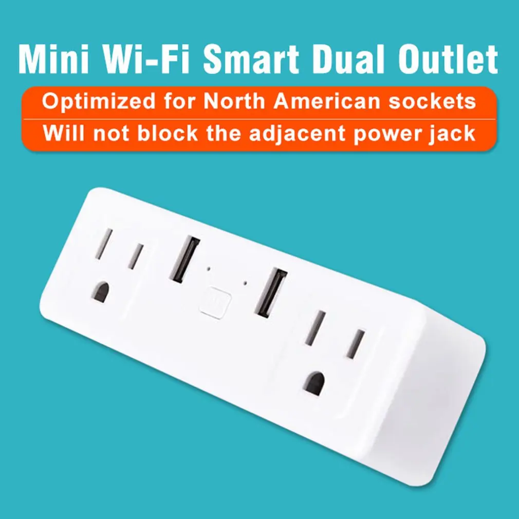 Wifi Smart Plug с двумя USB двухъядерный процессор дистанционное управление порты синхронизации розетка беспроводной выход Голосовое управление домашний помощник