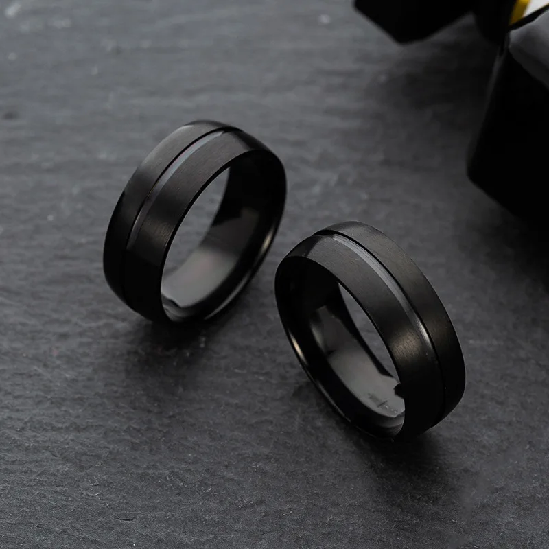 Wedding Rings Stainless Steel Rings Finger Rings Men's 8MM Stainless Steel Matte Groove Brushed Wedding Band Ring Valentine Gifts