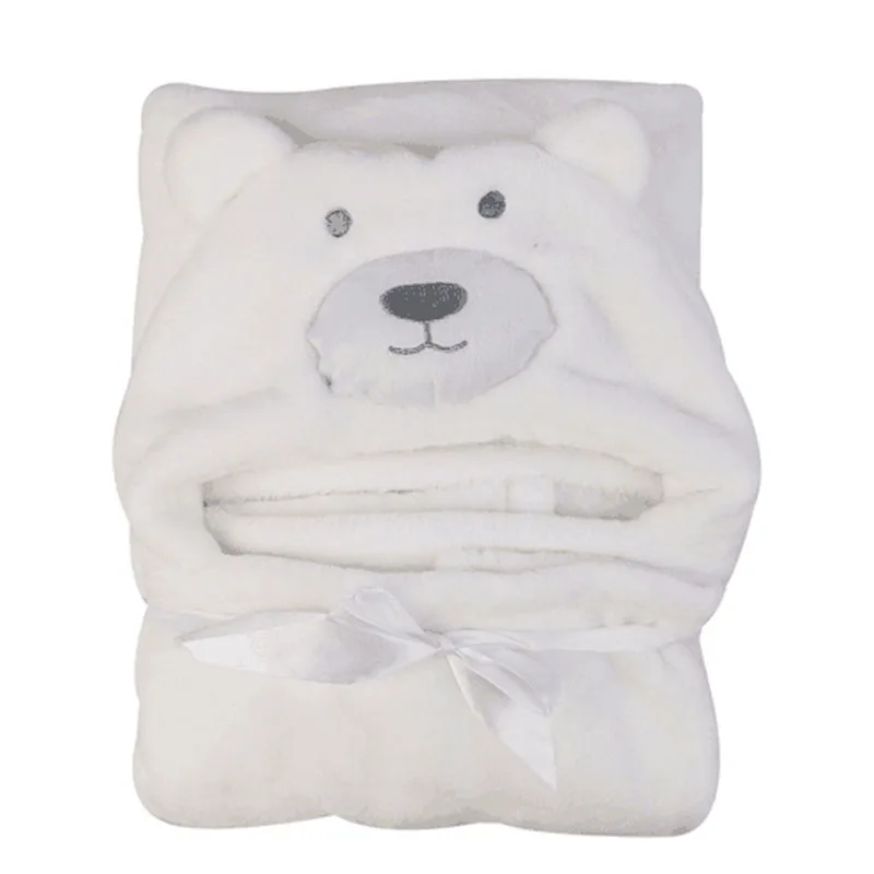 whitebear Детские одеяла в виде животных с капюшоном для новорожденных/детское банное полотенце/детский халат, накидка, милый мягкий спальный халат Trq0005 - Цвет: whitebear