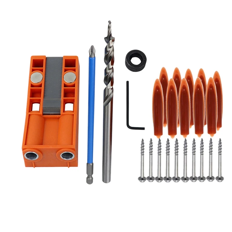 1 Set New Jig R3 Pocket Hole Jig Kit Pocket Hole Wood Joinery Step Drill Bit Woodworking