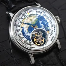 3D Earth Tourbillon для мужчин s механические часы лучший бренд класса люкс ST8000 Tourbillon часы сапфир для Мужчин Скелет наручные часы Мода