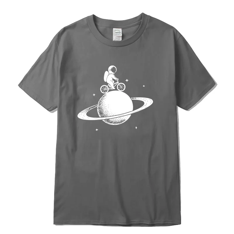 FIFY STORE T-shirt col rond 100% coton. Astronaute à Vélo  