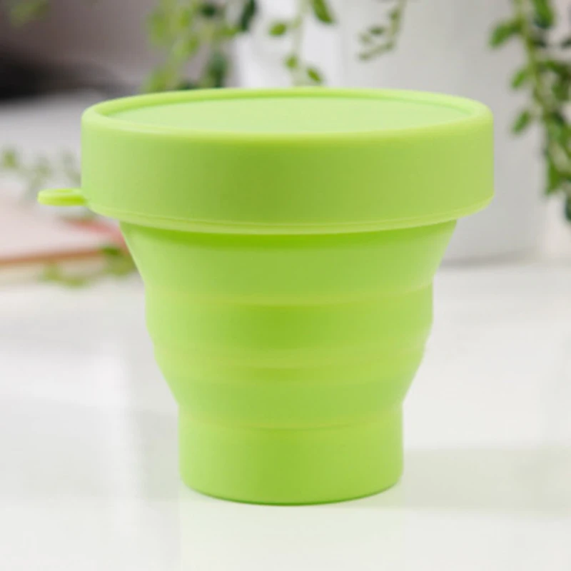 Green 1 шт силиконовая складная чашка для кофе, чая, коробка для хранения, портативная телескопическая краску, многоразовая, для путешествий, кемпинга, без бисфенола, 150 мл - Цвет: Green