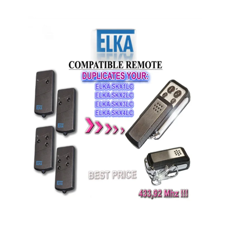 

2pcs For ELKA SKX1LC, ELKA SKX2LC, SKX4LC Garage Door Remote Control Replacement/Duplicator