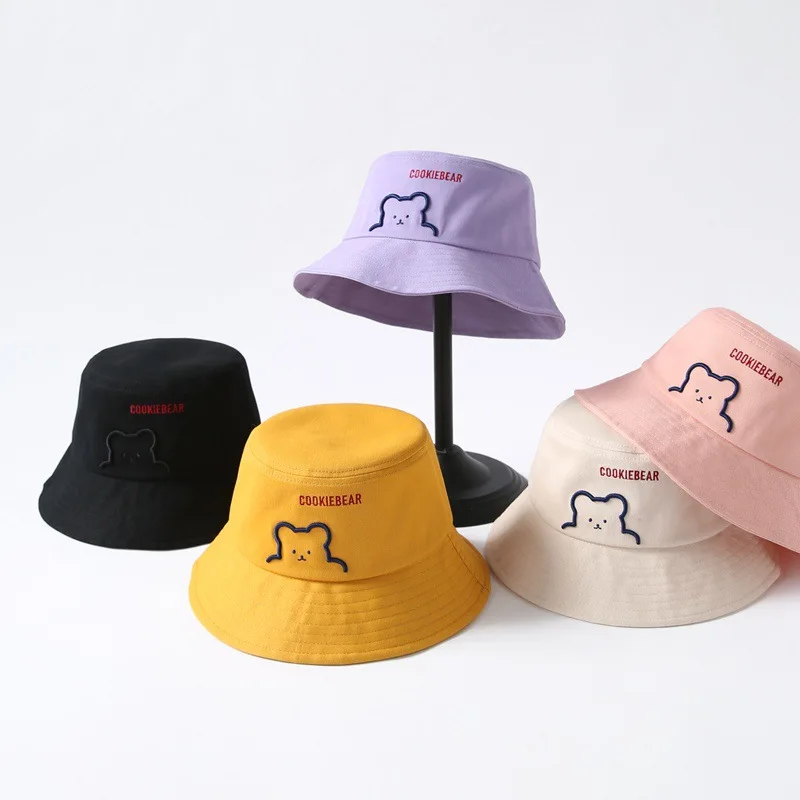 New Kpop Bucket Hat Women Embroidery Letters Double Side Cotton ...
