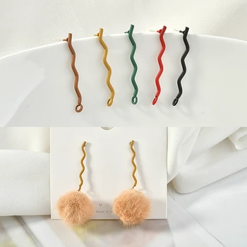 

925 silver needle simple wild wavy line earrings rubber paint texture diy earrings ear needle jewelry material accessories