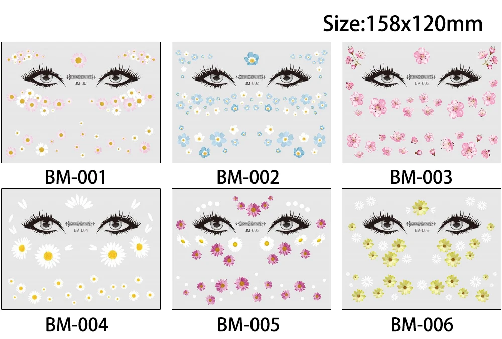 Face Makeup Tattoo Small White Daisy Pink Peach Blossoming Flower Design Fashion Temporary Tattoo Sticker for Woman Clavicle Arm (5)
