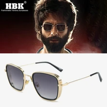 HBK, Роскошные, Kabir Singh, индийские, кино, солнцезащитные очки для мужчин, квадратная Золотая оправа, крутые солнцезащитные очки, фирменный дизайн, красные очки для мужчин, UV400