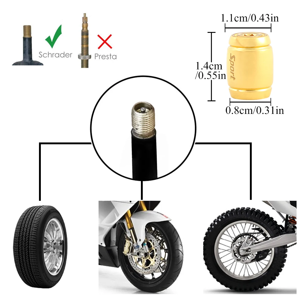 DSYCAR 1Set Fashion Zinc Alloy Anti-theft Sport Car Tire Valve Caps Wheel Tires Tire Stem Air Cap Airtight Cover for Car Styling