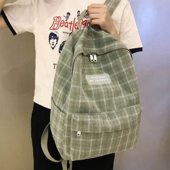 

DCIMOR New Plaid Backpack High quality cotton Women Backpack School bag for Teenage Girls Travel Shoulder Bagpack Female Mochila
