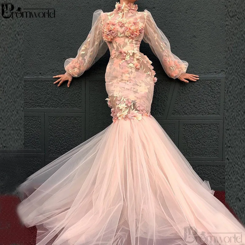 Abendkleider Roze Mermaid Avondjurken 2020 Robe De Soiree Bloemen Lace Prom Dress Lange Mouwen Formele Partij Jassen Abiye Abendkleider Roze Mermaid Avondjurken 2020 Robe De Soiree Bloemen Lace Prom Dress Lange Mouwen Formele Partij Jassen Abiye