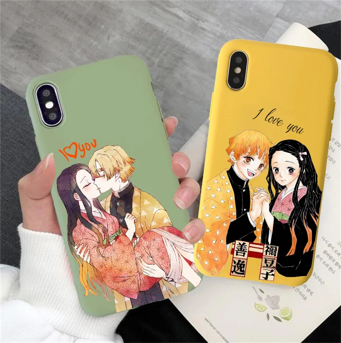 Demon Slayer: Kimetsu no Yaiba Nezuko Zenitsu Couples чехол для телефона iphone 6/6s 7 / 8 7Plus/8Plus X XS XR 11 pro |