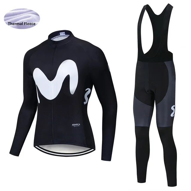 movistar MTB термальный флис Велоспорт Джерси Набор traje maillot ciclismo hombre Verano Ropa de ciclismo feminino - Цвет: C6