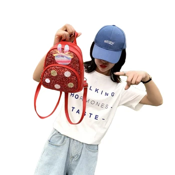 

Sequin Backpack, Sparkle Travel Daypack with Bunny Pattern & Polka Dots for Toddler Girls