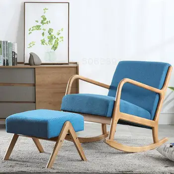 

Nordic Solid Wood Rocking Chair Household Rocking Chair Leisure Chair Lazy Sofa Single Sofa Chair Balcony Leisure Chair