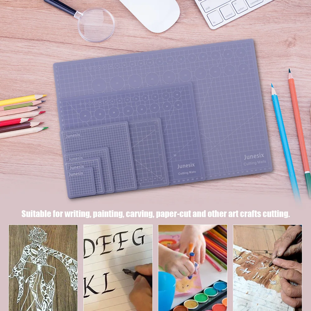 

A5 Translucent Self-Healing Cutting Mat 3mm Thickness Durable Non-slip PVC Cutting Board Art Supply for Sewing Scrapbooking