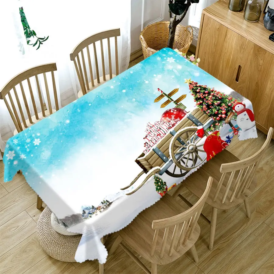 Style I Украшения для дома, 3d скатерть, красный Санта Клаус, 3d узор, утолщенная хлопковая прямоугольная и круглая Рождественская Скатерть для свадьбы - Цвет: Style I